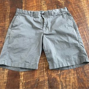 JCREW size 33 9 inch inseam gun metal grey stretch shorts.